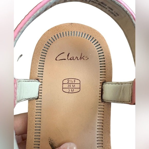 CLARKS girl FINCH STRIDE K - MULTICOLOR sandals size 3 M leather preloved - Picture 5 of 7